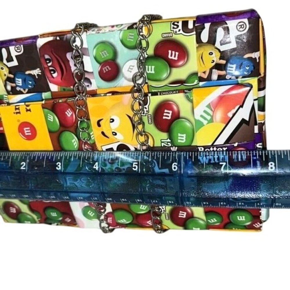 Handmade M&Ms Candy Wrapper Crossbody Bag With Chain Strap - Picture 9 of 10